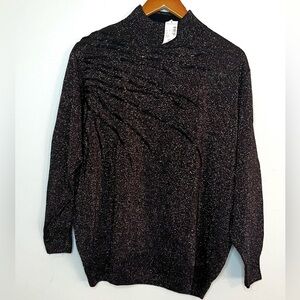 Dress Barn NEW Glitter Sparkle Mock Neck Textured Pullover Sweater 3X